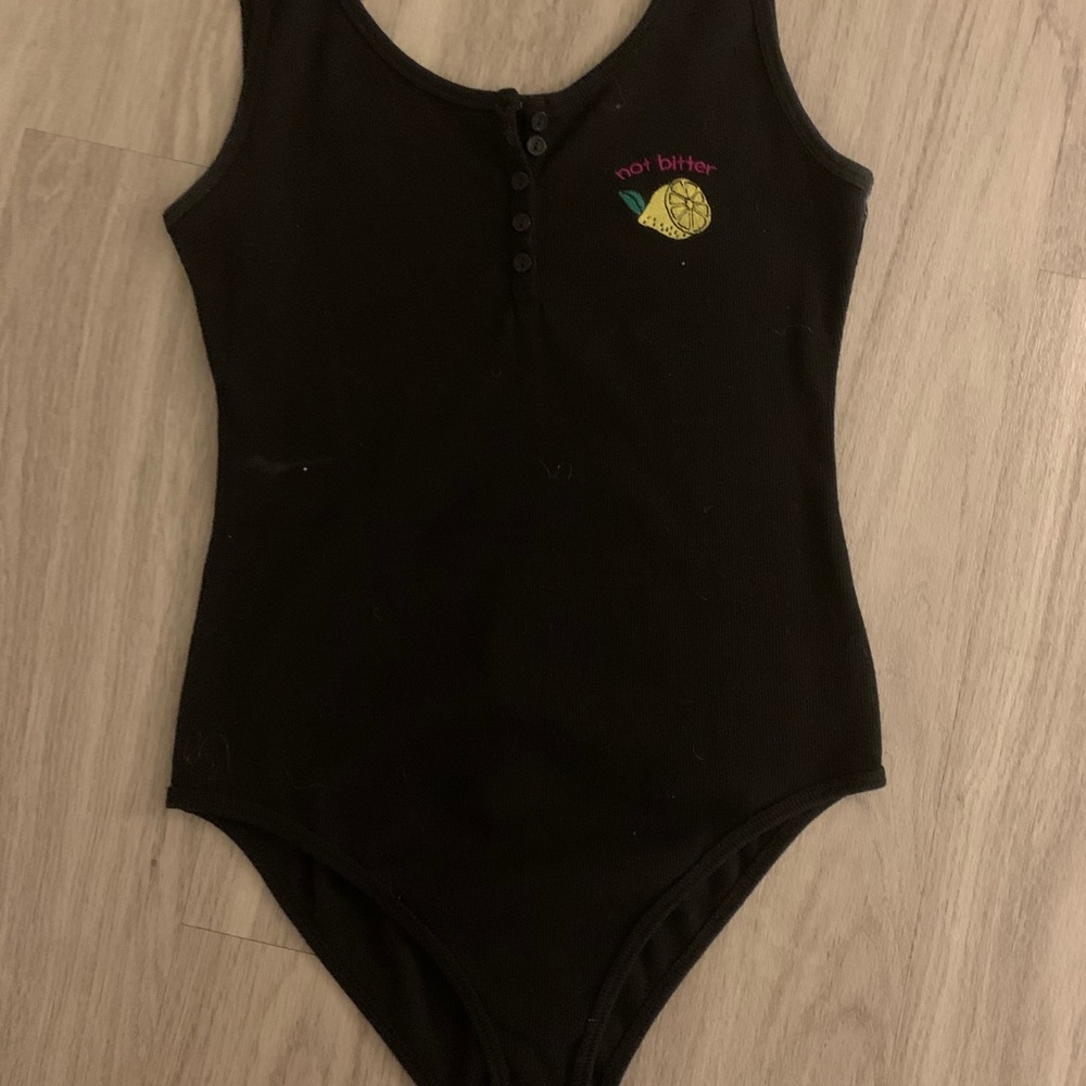 Graphic Black Lemon Body Suit